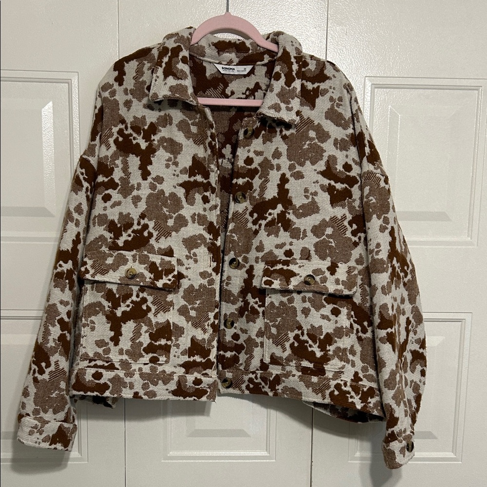 Brown & Cream Button-Up Jacket